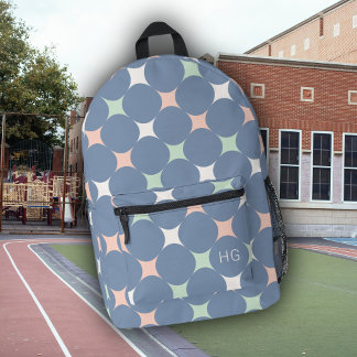 Mochila Impresa Iniciales de Monograma Azul Cute Girly Pastel