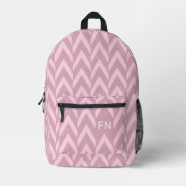 Mochila Impresa Iniciales de monograma de chevron rosado pastel mo