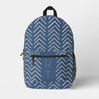 Mochila Impresa Iniciales de monograma de flechas geométricas azul