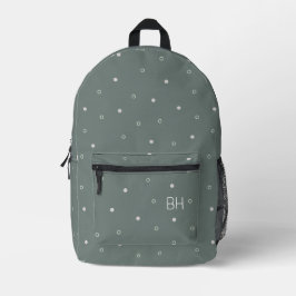 Mochila Impresa Iniciales de monograma de puntos neutros de polka