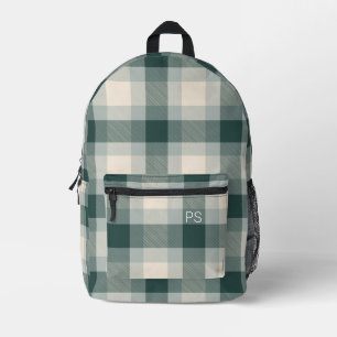 Mochila Impresa Iniciales de monograma de revisión verde moderna d