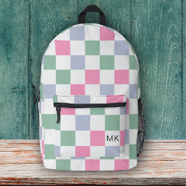 Mochila Impresa Iniciales de monograma de tablero de ajedrez de ch