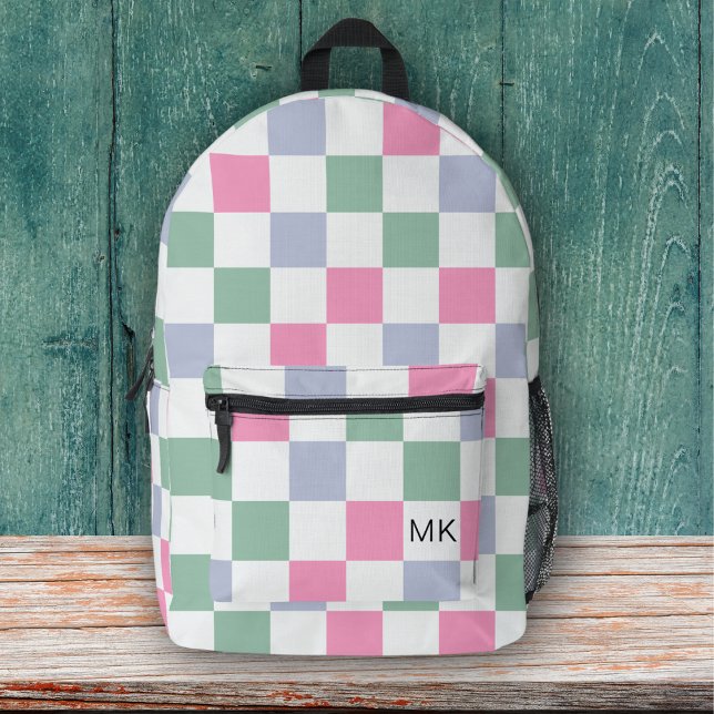 Mochila Impresa Iniciales de monograma de tablero de ajedrez de ch (Subido por el creador)