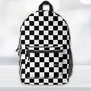 Mochila Impresa Iniciales de monograma del patrón de comprobación