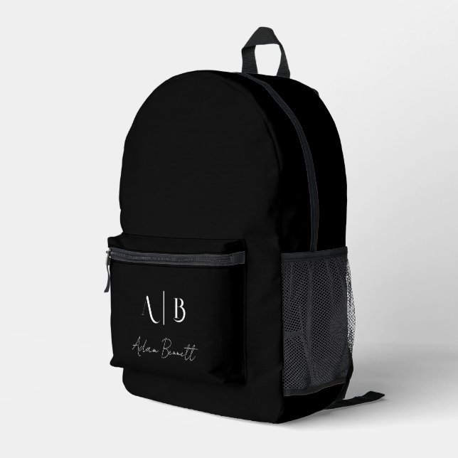Mochila Impresa Iniciales de monograma moderno Personalizado Nombr (Esquina derecha trasera )