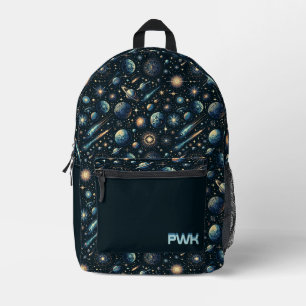 Mochila Impresa Iníciales de monograma personalizadas con tema de 