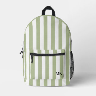 Mochila Impresa Iniciales de monograma rayado verde moderno