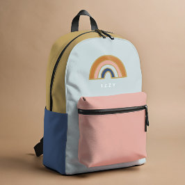 Mochila Impresa Iniciales de nombres personalizados del arcoiris v