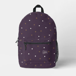 Mochila Impresa Iniciales monógicas de polos de polka purpúrpura d