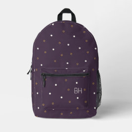 Mochila Impresa Iniciales monógicas de polos de polka purpúrpura d