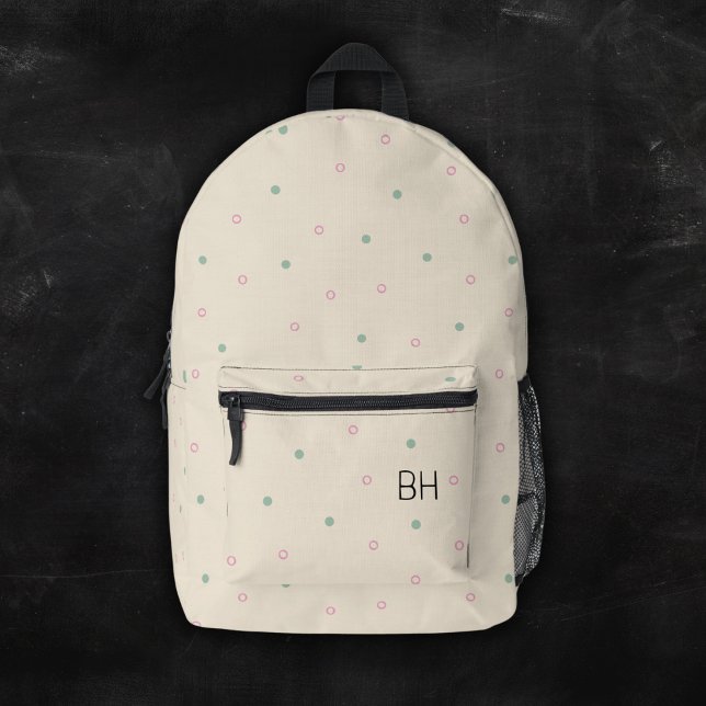 Mochila Impresa Iniciales monográficas de pozos de polka verde ros (Subido por el creador)