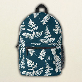 Mochila Impresa Iniciales monográficas del patrón de hierro azul y