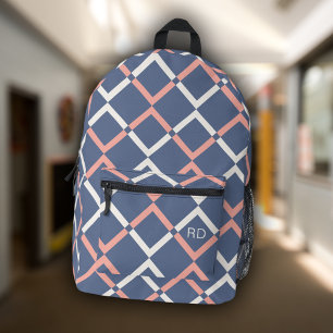 Mochila Impresa Iniciales monográficas modernas y de moda en azul 