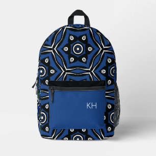 Mochila Impresa Iniciales monográficas únicas de Mandala azul y ne