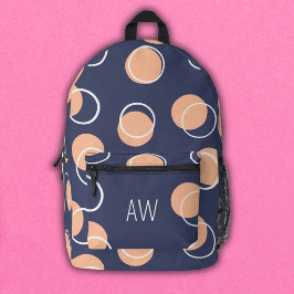 Mochila Impresa Iniciales monogramas de círculos geométricos púrpu