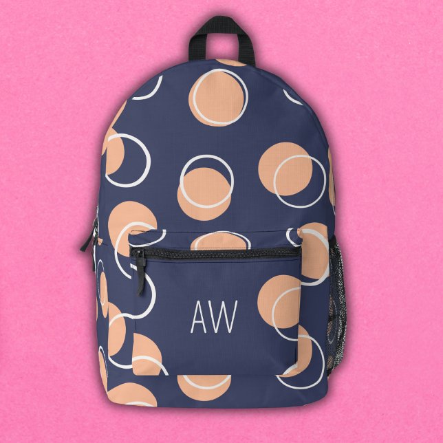 Mochila Impresa Iniciales monogramas de círculos geométricos púrpu (Subido por el creador)