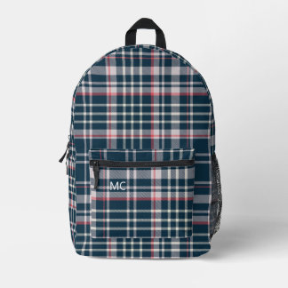 Mochila Impresa Iniciales Monogramas de la prueba azul oscuro mode