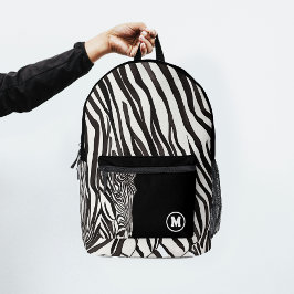 Mochila Impresa Iniciales Negras Blancas Modernas de Rayas de Cebr