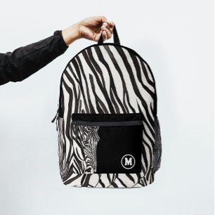 Mochila Impresa Iniciales Negras Blancas Modernas de Rayas de Cebr