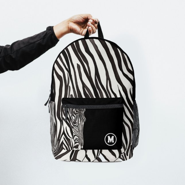 Mochila Impresa Iniciales Negras Blancas Modernas de Rayas de Cebr (Subido por el creador)