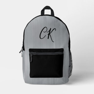 Mochila Impresa Iniciales Personalizadas Modernas De Plata Gris Sl