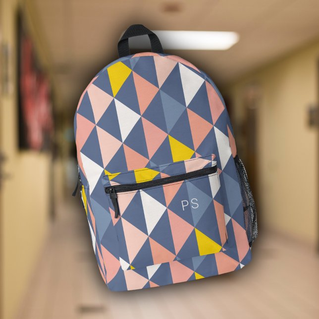 Mochila Impresa Iniciativas de monograma rosa y azul dulce (Subido por el creador)