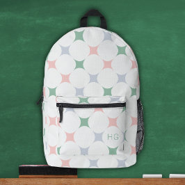Mochila Impresa Iniciativas de monograma verde y rosa de Pastel de