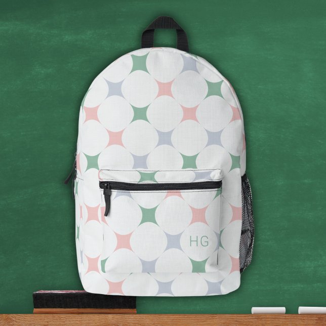 Mochila Impresa Iniciativas de monograma verde y rosa de Pastel de (Subido por el creador)