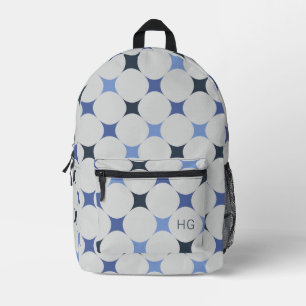 Mochila Impresa Iniciativas únicas de monograma azul neutro de gén