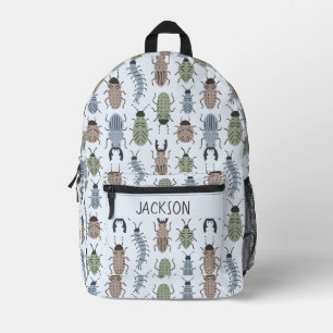 Mochila Impresa Insectos Del Jardín Escarabajo Animal Niños Azules