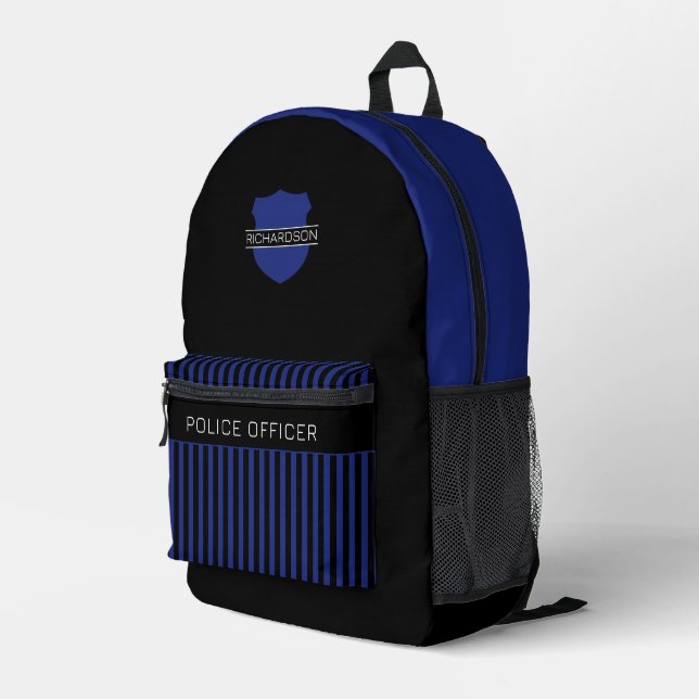 Mochila Impresa Insignia de la policía personalizada con franjas a (Esquina derecha trasera )