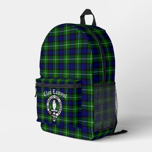 Mochila Impresa Insignia Escudo de Clan Lamont y Tartán (Esquina derecha trasera )