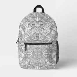 Mochila Impresa Intricate Symmetrical Doodle Mandala Black & White