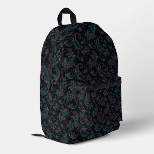 Mochila Impresa Intrincado Paisley Oscuro Resbalón de Aceite
