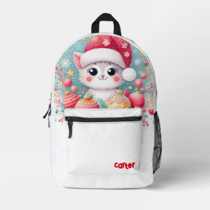 Mochila Impresa Invierno lindo/gato Navidad