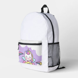Mochila Impresa Invitación de cumpleaños del arcoíris de unicornio