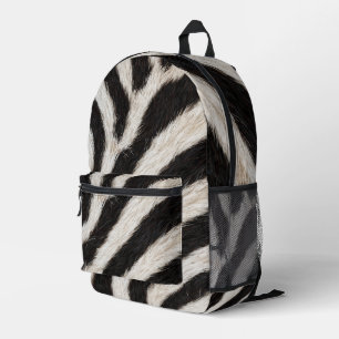 Mochila Impresa Ir Estampado de Cebra Rayas Negro Blanco Peludo Fa