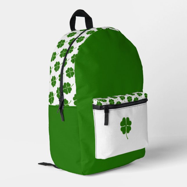 Mochila Impresa Irish Clover Pattern Backpack (Esquina izquierda trasera)