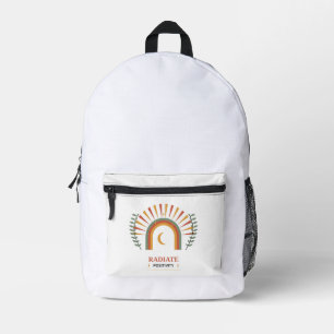 Mochila Impresa Irradia Positividad Boho Celestial Sol Luna Botáni
