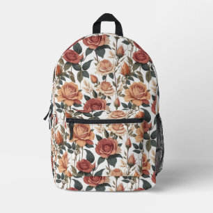 Mochila Impresa Jardín Botánico de Rosa Clásica Vintage Roja
