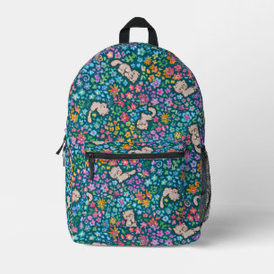 Mochila Impresa Jardín Caprichoso de Pebble Gato Gris y Floral Bri