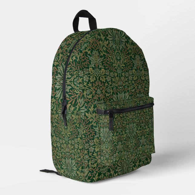Mochila Impresa Jardín de flores de William Morris - Verdes (Esquina izquierda trasera)