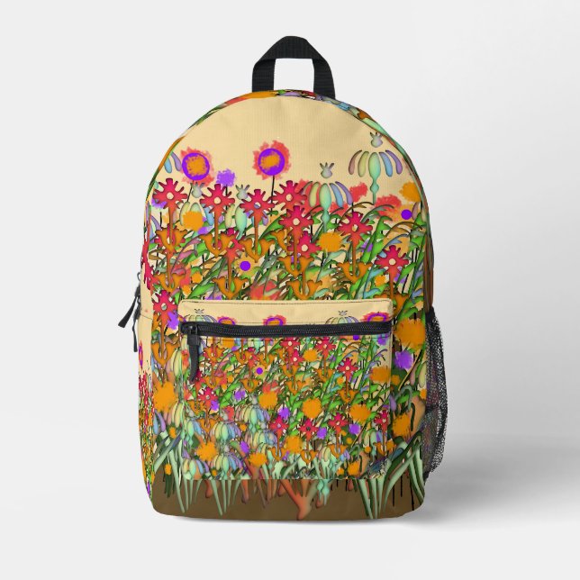Mochila Impresa Jardín de flores exóticas (Anverso)