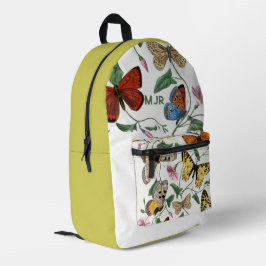 Mochila Impresa Jardín de Mariposas Amarillo Monograma Chic Natura