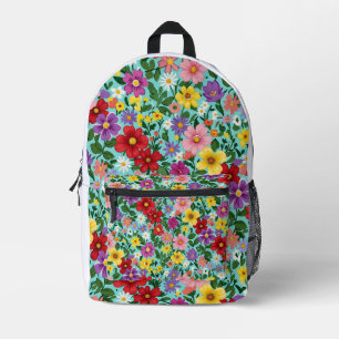 Mochila Impresa Jardín Floral de Patrón de Flores Silvestres Vibra