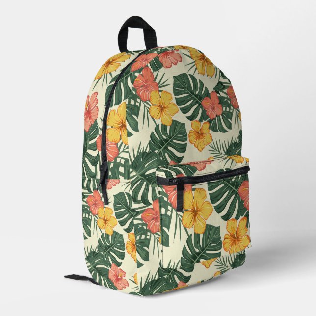 Mochila Impresa Jardín Tropical Hibiscus (Esquina izquierda trasera)