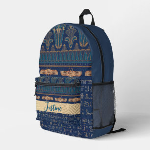 Mochila Impresa Jeroglíficos egipcios de Lotus Scarab personalizad