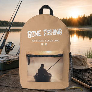Mochila Impresa Jubilación Pescando al Amanecer Pescador Jubilado