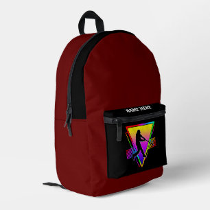 Mochila Impresa Jugador de béisbol vintage colorido retro arcoíris