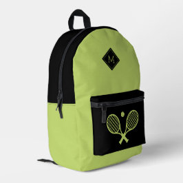 Mochila Impresa Jugador de tenis monogramado moderno Minimalista